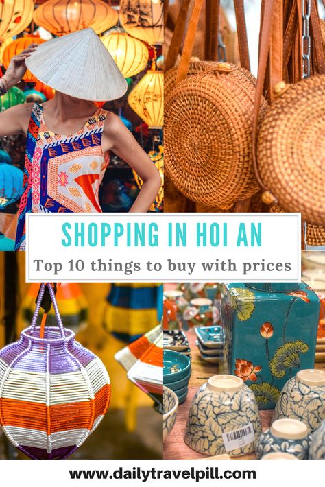 Find out what you can buy in Hoi An and discover gift ideas. If you are looking for bargains, I have compiled the complete list of things to buy in Hoi An with prices. What To Buy In Thailand, Packing For Vietnam For Women, Shopping In Vietnam, Vietnam Hoi An, What To Wear In Vietnam, Vietnam Decoration, Vietnam Travel Outfit, Hanoi Shopping, Vietnam Outfit Ideas