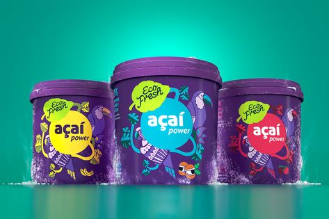 Acai Sorbet, Ice Cream Inspiration, Ice Cream Packaging, Fruit Packaging, Ice Cream Brands, Creative Advertising Design, Brand Presentation, Branding Design Packaging, Food Graphic Design