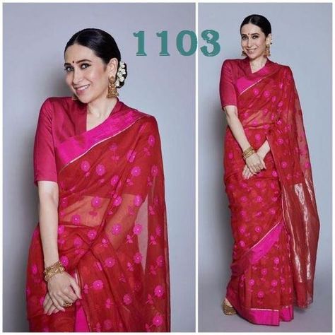 Karishma Kapoor Saree, Vinayaka Chaturthi, Baby Pink Saree, Saree Heavy, Karishma Kapoor, Lehenga Skirt, Embroidered Saree, Peplum Styling, Heavy Embroidery