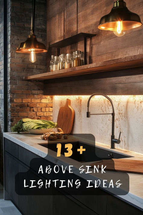 Interested in brightening up your kitchen sink area? Above sink lighting can transform your kitchen’s ambiance. Click to explore trendy lighting options that suit your style! 💡🚰 #KitchenLighting #AboveSinkLighting #HomeDecor #InteriorDesign #LightingIdeas Ideas For Above Kitchen Sink, Kitchen Task Lighting Ideas, Over Kitchen Sink Ideas, Shelves Over Kitchen Sink, Over Sink Lighting Kitchen, Kitchen Sink Light Fixture, Above Sink Lighting Kitchen, Above Sink Lighting, Over Sink Lighting