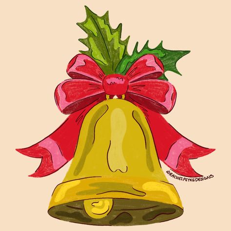 Christmas bell, bell, ringing bell, holly, bows, christmas bows, holly christmas, christmas bells Holly Watercolor, Bell Paper, Diy Christmas Paper, Ringing Bell, Bows Christmas, Holly Christmas, Christmas Concert, Garden Drawing, Christmas Card Art