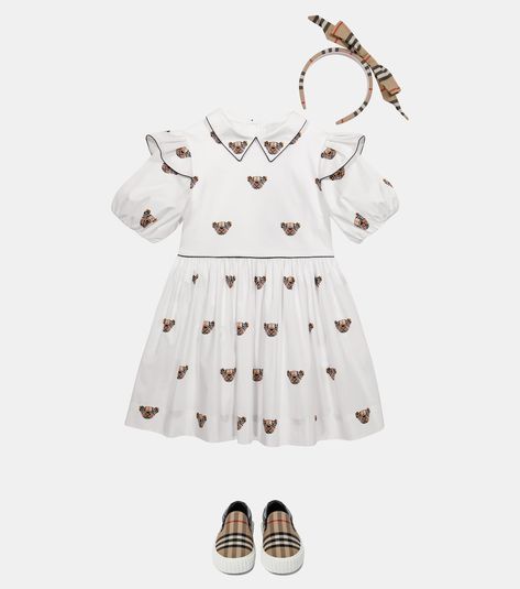 Thomas Bear stretch-cotton dress in white - Burberry Kids | Mytheresa Burberry Kids, Aladdin And Jasmine, Stretch Cotton, Cotton Dresses, Kids Dress, Burberry, White Dress, Kids Outfits, White