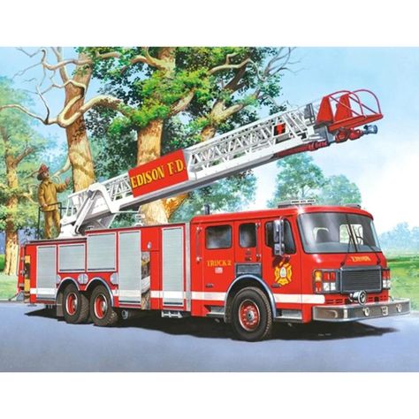 Diamond Paintings, Truck Design, Cross Paintings, Red Car, Fire Engine, Fire Truck, Fire Department, Red Fire, 5d Diamond Painting