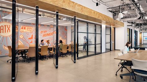 Galvanize Travel Agency Office, Realtor Office, Construction Office, Glass Panel Wall, Private Workspace, Agency Office, Exposed Ceilings, Aluminum Doors, Office Vibes