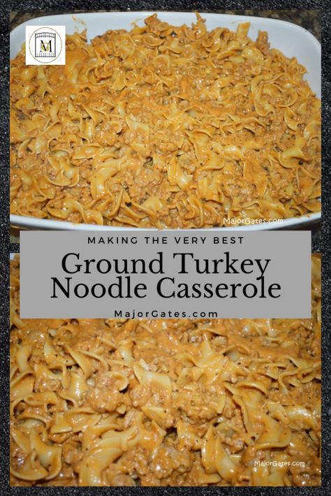 If you are looking for an easy delicious meal for the week, try making Ground Turkey Noodle Casserole.  This dish is comforting and flavorful.  It also warms up well if you have left overs.  Serve it with your favorite side vegetable and garlic bread.  #Dinner #Casserole #GroundTurkey Casserole With Ground Turkey, Meal For The Week, French Fry Casserole, Ground Turkey Casserole, Turkey Noodle Casserole, Bread Dinner, Egg Noodle Recipes, Noodle Casserole Recipes, Turkey Casserole