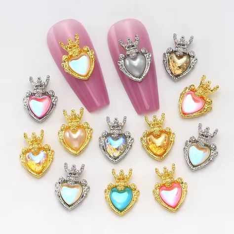 Nail Jewelry, Crystal Nails, Nail Art Accessories, 3d Nail Art, Nail Decorations, 3d Nails, Pink Heart, Nail Art, Nails