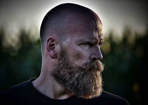 Bald Head With Beard, Shaved Head With Beard, Badass Beard, Beard Images, Bald Men With Beards, Beard And Mustache Styles, Long Beard Styles, Bald Men Style, Beard Haircut