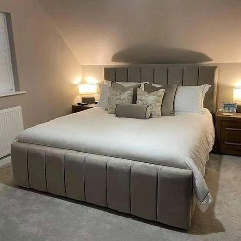 Simple Bedframe, Bed Sale, Beautiful Bed Designs, High Headboard, Wooden Bed Design, Wardrobe Interior Design, Mattress Sofa, Sofa Frame, Upholstered Bed Frame