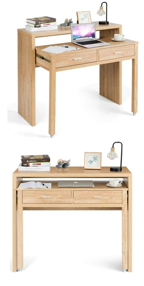 15 gorgeous desks that work well in small spaces - Living in a shoebox Glass Corner Desk, Small Room Desk, Desks For Small Spaces, Room Desk, Small Desk, Space Saving Furniture, Desk Design, A Desk, Small Space Living