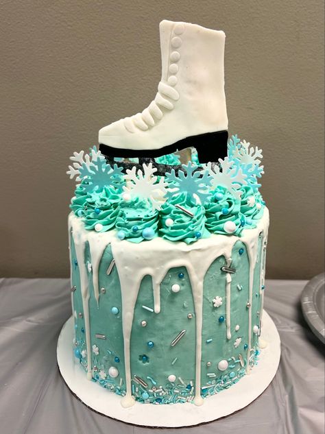 Ice Skate Cake Ideas, Ice Skating Cake Ideas, Ice Skating Birthday Cake, Ice Skating Party Ideas, Ice Skate Cake, Ice Skating Cake, Skating Cake, Baking Design, Snow Cake