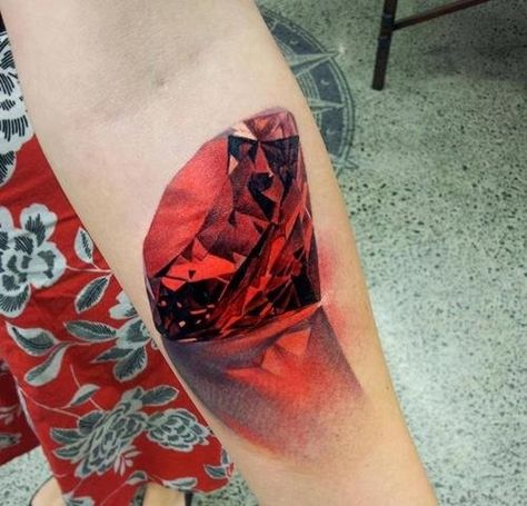 31 Incredible (And Slightly Creepy) Hyperrealistic Tattoos Ruby Tattoo, Diamond Tattoo Designs, Diamond Tattoo, Gem Tattoo, Jewel Tattoo, Shape Tattoo, Diamond Tattoos, Cheryl Cole, 3d Tattoos