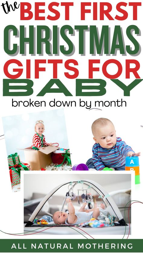 List of the 28 best first Christmas gifts for baby. Baby's first Christmas gifts ideas from keepsakes for newborn through 3 months, 6 month olds, 9 months and 1 year babies. These ideas range from ornaments from baby to Grandparents to toys for each age range broken down by month. Baby is sure to love their xmas presents this 1st Christmas! 1st Christmas Gifts For Baby, Things To Do For Baby’s First Christmas, 9 Month Old Christmas, Gifts For 6 Month Old, Baby First Christmas Gifts, First Christmas Gifts For Baby, Christmas Gifts For Baby, First Christmas Gifts, Christmas Gift For Baby