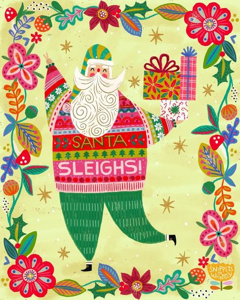 Bo Ho Ho from this Sleighing Santa 🎅🏻 - Boho Santa for #santachallenge2023 - I love all the colorful boho holiday sweaters I’ve seen, so d… | Instagram Boho Holiday Decor, Bo Ho, Holiday Sweaters, Christmas Beauty, Santa Claus Is Coming To Town, Santa Sleigh, Holiday Sweater, Colorful Boho, Christmas Time