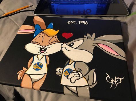 ❁ Pinterest: @0kaii ❁ ( follow my ig:OneTrueTweet ifb) Cute Love Paintings, Cartoon Canvas Art, Disney Canvas Art, Trippy Painting, Hippie Painting, Canvas Drawing, Simple Canvas Paintings, Cute Canvas Paintings, Easy Canvas Art