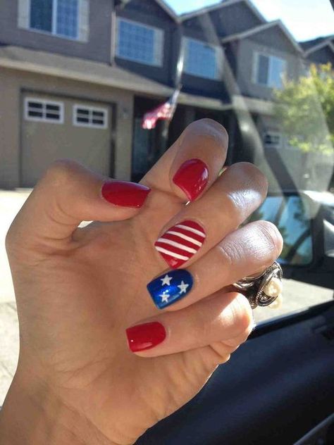 Patriotic Nails, Usa Nails, Fourth Of July Nails, 4th Of July Nails, Colorful Nails, July Nails, Nail Swag, Beach Nails, Short Hairstyle