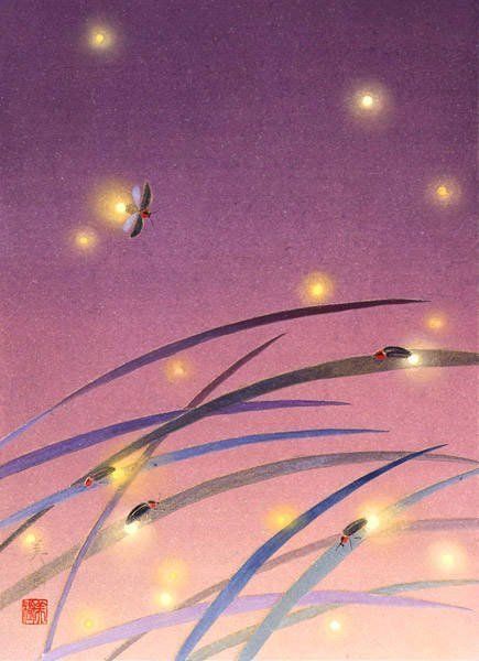 Firefly Drawing, Firefly Painting, Nagomi Art, Lightning Bugs, Japanese Art Styles, Nature Illustrations, Design Art Drawing, Yona Of The Dawn, Animal Nature