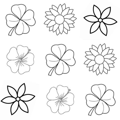 Minimal Flower Drawing, A Flower Drawing, Boarders Designs For Projects, Easy Flower Drawings, Flower Pattern Drawing, Art Mediums, Flower Drawing Tutorials, Flower Drawings, Floral Embroidery Patterns