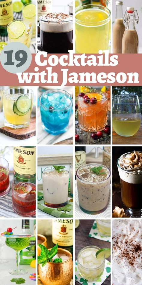 Jameson Recipes, Irish Drinks Cocktails, Jameson Whiskey Drinks, Irish Whiskey Drinks, Jameson Drinks, Whiskey Mixed Drinks, Jameson Cocktails, Spiked Coffee, Ginger Ale Cocktail