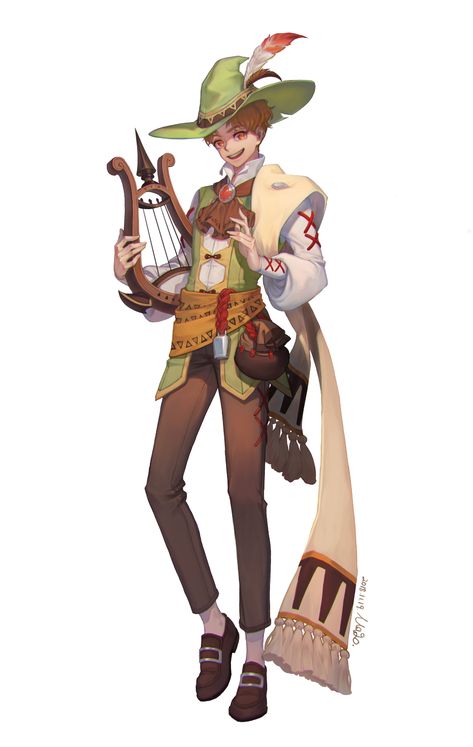 ArtStation - bard_concept, Na ri Shin Dnd Bard, 동화 삽화, Male Character, Dungeons And Dragons Characters, Character Design Male, Fantasy Inspiration, Fantasy Illustration, Character Design References, Medieval Fantasy