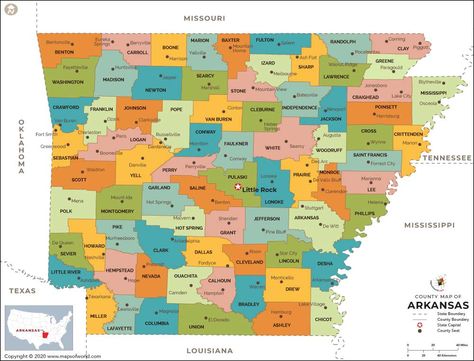 Arkansas County Map | Arkansas Counties Map Of Arkansas, Forrest City, Arkansas Map, Lawrence County, Carroll County, Clark County, Franklin County, Jackson County, Arkansas State