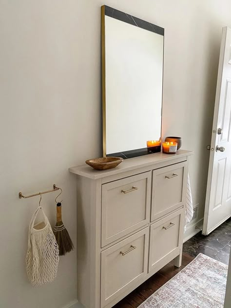 Narrow Hallways Have Met Their Match with These IKEA Hacks Hallway Refresh, Ikea Hemnes Hack, Tv Corner, Ikea Hemnes, Hal Decor, Narrow Hallway, Home Entrance Decor, Furniture Hacks, Ikea Furniture