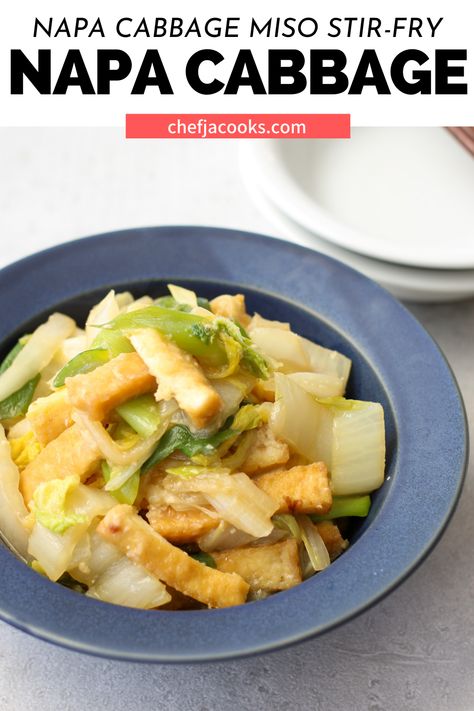 Miso Stir Fry, Stir Fry Napa Cabbage, Pork Bowl Recipe, Napa Cabbage Recipes, Healthy Japanese Recipes, Cabbage Side Dish, Cabbage Stir Fry, Recipe For Dinner, Easy Japanese Recipes