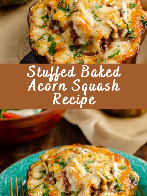 Stuffed Baked Acorn Squash, Recipes For Acorn Squash Dinners, Baked Stuffed Squash, Thanksgiving Stuffed Acorn Squash, Acorn Squash Vegetarian Recipes, Baked Stuffed Squash Recipes, Turkey Stuffed Acorn Squash Recipes, A Corn Squash, Stuffed Winter Squash