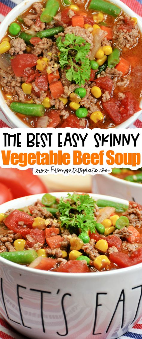 Veg Beef Soup, Weight Watcher Vegetable Soup, Ww Meals, Beef Soup Recipes, Weight Watchers Soup, White Chili Chicken Recipe, Wheat Belly, Vegetable Beef Soup, Main Dish Salads