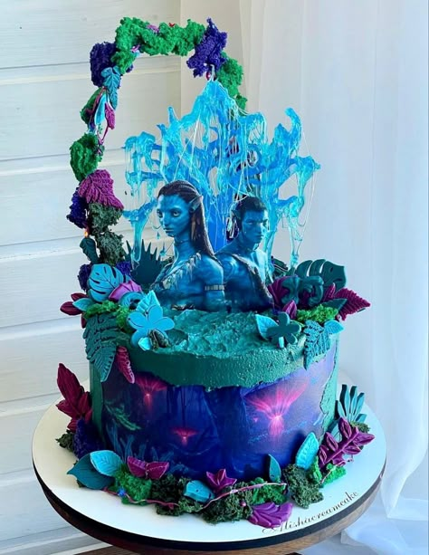 Avatar Birthday Decorations, Avatar Way Of Water Birthday Party, Avatar Birthday Cake, Avatar Cake Ideas, Avatar Birthday, Avatar Cake, Avatar Party, Avatar Birthday Party Ideas, Water Birthday Parties