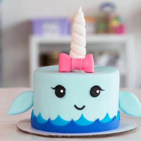 This Narwhal Cake Is Almost Too Cute To Eat Narwhal Cake, Narwhal Party, Animal Cakes, Crazy Cakes, Cute Birthday Cakes, Cute Birthday, Unicorn Cake, Drip Cakes, Cake Tutorial