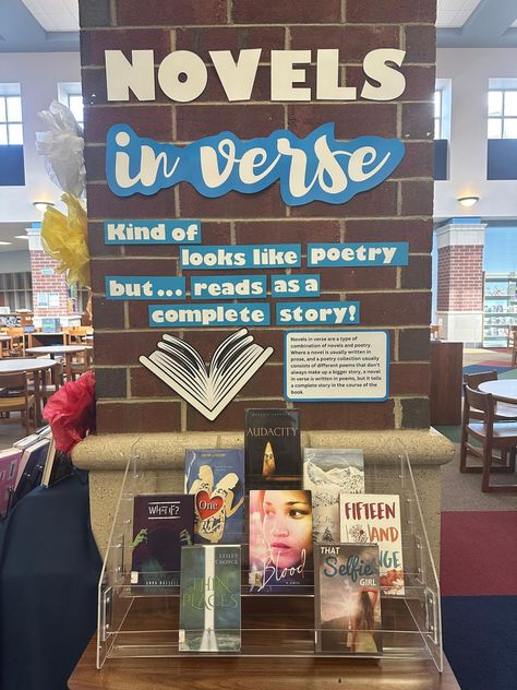 April Poetry Month, Library Media Center, Library Book Displays, Library Bulletin Boards, Book Displays, Library Boards, Poetry Month, Bulletin Board Display, Library Displays