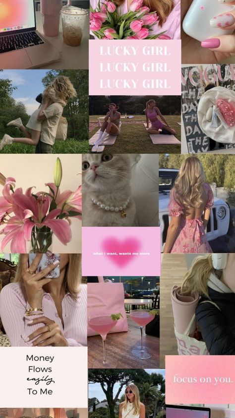 Feminine Vision Board Ideas, Vision Bored Wallpaper, Pink Feminine Aesthetic Wallpaper, Pink Self Care Aesthetic Wallpaper, Wallpaper Vision Board 2024, Girly Vibes Wallpaper, Pink Aesthetic Vision Board Pictures, Pink Vision Board Aesthetic Wallpaper, Aesthetic Vision Board Wallpaper Iphone