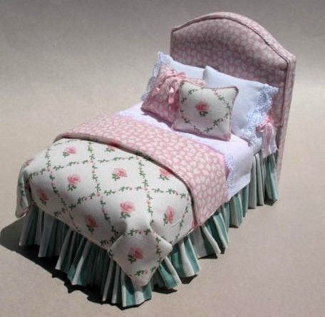 Miniature Beds, Mini Bed, Miniature Bedroom, Doll House Bedroom, Barbie House Furniture, Headboard Bed, Dollhouse Bed, Dollhouse Bedroom, Doll Furniture Diy