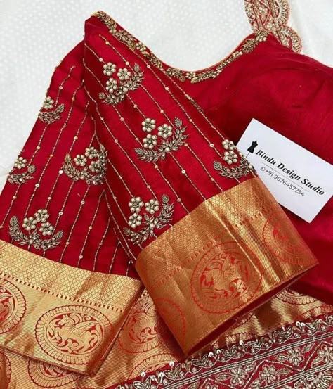 Simple Aari Work For Red Blouse, Maggam Hands Design, Red Saree Maggam Work, Violet Work Blouse Designs, Magam Work On Red Blouse, Maroon Maggam Work Blouse, Heavy Blouse Work Designs, Maroon Blouse Aari Work Designs, Red Blouse Designs Latest