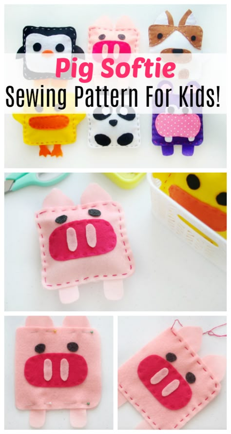 Felt Scraps What To Do With, Easy Sewing Projects For Kids By Hand, Stuffed Animal Crafts, Elementary Sewing Projects, Simple Stuffed Animal Pattern Sewing, Easy Sew Animals, Easy Kid Sewing Projects, Easy Hand Sewing Projects For Kids, Kids Felt Sewing Projects