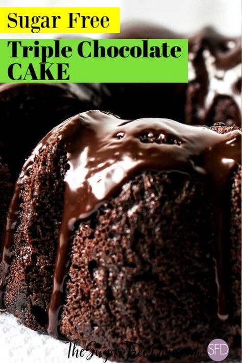 Sugar Free Chocolate Cake, Triple Chocolate Cake, Chocolate Homemade, Chocolate Zucchini Cake, Sugar Free Baking, Birthday Dessert, Keto Chocolate Cake, Sugar Free Recipes Desserts, Sugar Free Cake