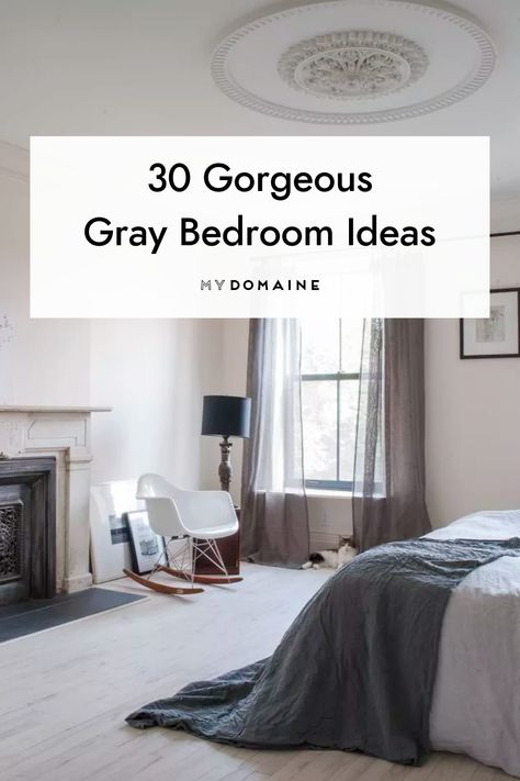 This Parisian-inspired bedroom features various grays, from barely there pewter o deep charcoal shades. #GrayBedroom #GrayBedroomIdeas #BedroomIdeas #MyDomaine Parisian Inspired Bedroom, Bedroom Parisian, Gray Bedroom Ideas, Light Gray Bedroom, Beige Color Palette, Inspired Bedroom, Light Grey Walls, Gorgeous Bedrooms, Grey Bedroom