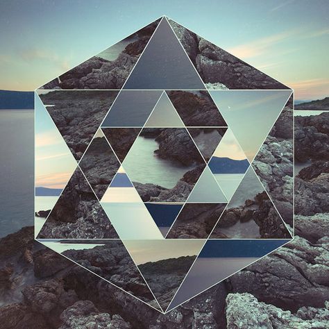 Video Tutorial: Geometric Collage using Illustrator & Photoshop Photoshop Collage Ideas, Double Exposure Photoshop Tutorial, Geometric Photo, Geometric Transformations, Distortion Art, Double Exposure Photoshop, Landscape Collage, Cityscape Landscape, Geometric Collage