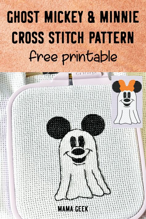 Ghost Mickey & Minnie – Free Cross Stitch Pattern via @zoecorkhill Ghost Cross Stitch, Mickey Ghost, Pumpkin Cross Stitch Patterns, Free Cross Stitch Pattern, Pumpkin Cross Stitch, Disney Cross Stitch Patterns, Free Chart, Halloween Cross Stitches, Disney Cross Stitch