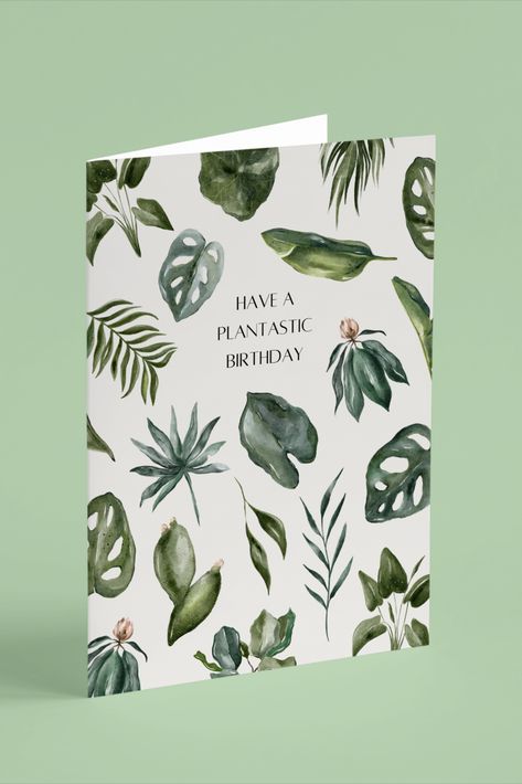 Plant Birthday Card, Jungle Plants, Farewell Cards, Watercolor Birthday Cards, Card Inspo, Birthday Gift Cards, Watercolor Birthday, Cute Birthday Cards, Watercolor Plants