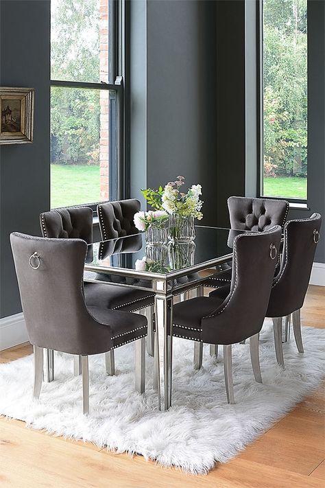 Mirror Dining Table, Dining Room Design Luxury, Dining Room Design Modern, Dinning Room Design, Dining Room Table Decor, Luxury Dining Room, Elegant Dining Room, Home Design Living Room, Luxury Dining