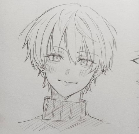 Short Hair Drawing Reference Front View, Boy Hair Tutorial Drawing, Happy Person Drawing, Boy Eyes Drawing, Hair Boy Drawing, Boy Hair Drawing, Anime Boy Hair, Animation Art Sketches, Seni Dan Kraf