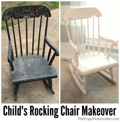 Child's Rocking Chair Makeover Pink Rocking Chair, Diy Nursery Closet, Childs Rocking Chair, Comfy Rocking Chair, Reading Nook Chair, Rocking Chair Makeover, Baby Rocking Chair, Repurposed Dresser, Kids Rocking Chair