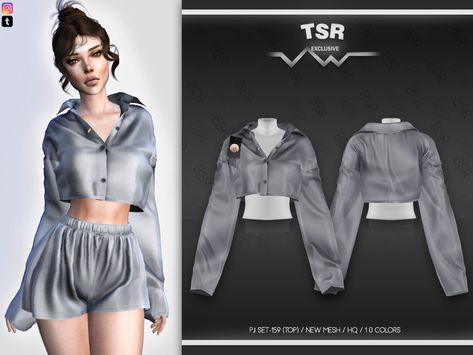 Simsresources Clothing, Sims4 Cc Clothing Female Top, The Sims 4 Cc Top, Sims 4 Cc Pjs, Sims 4 Clothing Sets, Cc Top, Clothes Cc, Sims 4 Cas Mods, The Sims 4 Pc