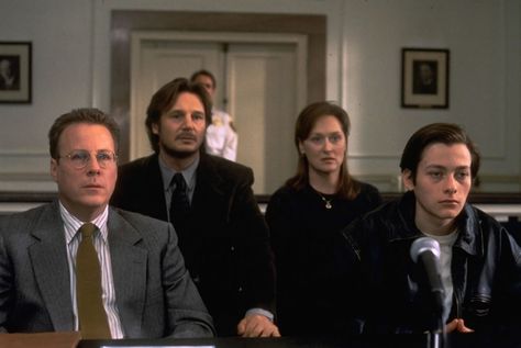 "Before And After" movie still, 1996. L to R: John Heard, Liam Neeson, Meryl Streep, Edward Furlong. John Heard, Edward Furlong, Video Game Music, After Movie, Liam Neeson, Meryl Streep, To Listen, New Music, Movie Tv