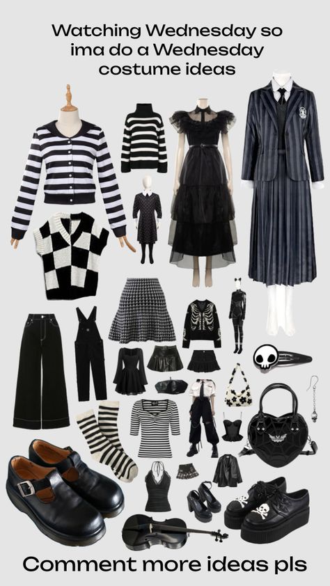 #wednesday #wednesdayaddams #costume Tim Burton Outfits, Tim Burton Costumes, Beetlejuice Outfits, Addams Outfit, Wednesday Halloween, Wednesday Addams Outfit, Wednesday Vibes, Wednesday Costume, Ideas Disfraz