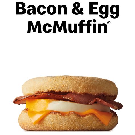 Bacon & Egg McMuffin | Breakfast Menu | McDonald's AU Mc Muffin, Sausage Mcmuffin, Muffin Breakfast, Slice Of Cheese, Mcdonalds Breakfast, Egg Mcmuffin, Egg Muffins Breakfast, Egg Muffin, Hot Breakfast