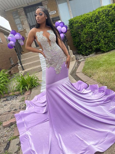 Purple Custom Birthday Dress, Lilac Prom Dresses Black Women, Purple Sweet 16 Dresses Butterfly, Purple Mermaid Prom Dress For Prom Season, Baddie Purple Prom Dress, Purple Mermaid Prom Dress, Ugly Prom Dress, Light Purple Prom Dress, Prom Dress Purple