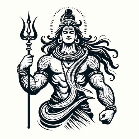 Shiva Outline, Mandala Art Tattoo, Shiva Design, Shiv Sankar, Pen Vector, Kali Design, Athena Tattoo, Aghori Shiva, Band Tattoos For Men