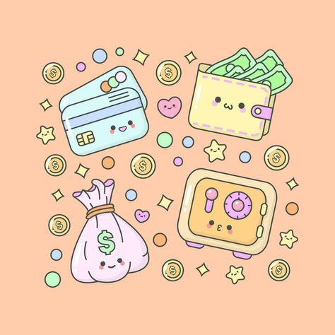 Vector Money Wallet Bank Safe Dollar with cute facial expressions and pastel colour Cute Facial Expressions, Bank Safe, Iphone Widgets, Planner Setup, Money Wallet, Bee Pollen, Gold Paper, All Things Cute, App Icon Design